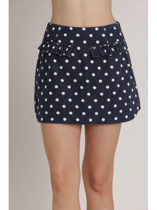 AB2647<br/>RUFFLE POCKET DENIM SKORT