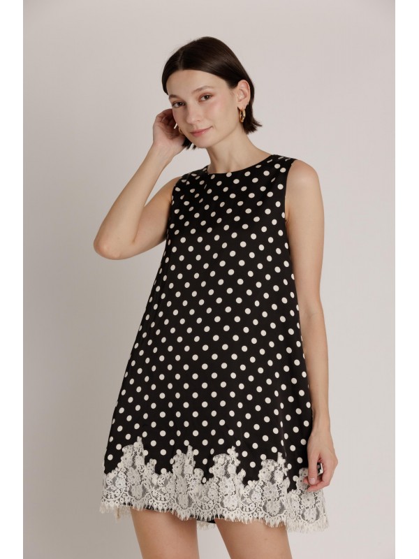 AD2643<br/>LACE TRIM SATIN MINI DRESS