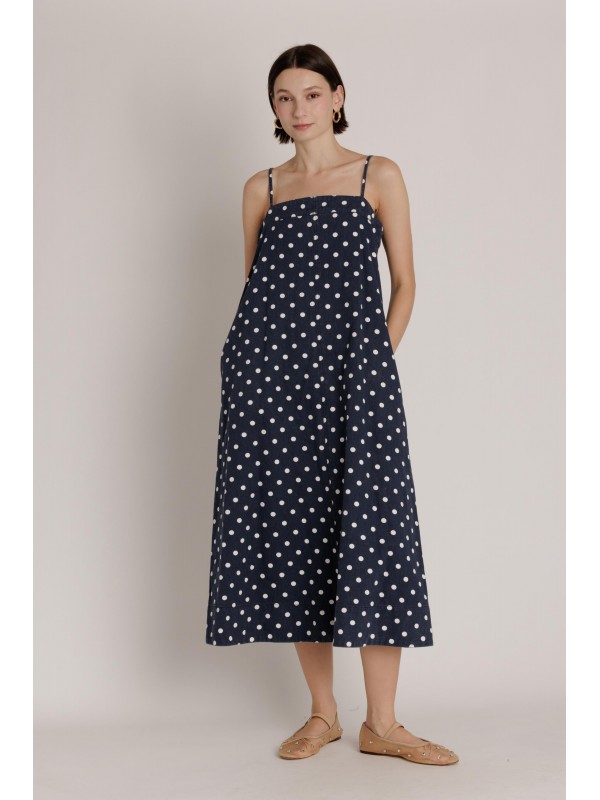 AD2645<br/>DENIM A-LINE MIDI DRESS