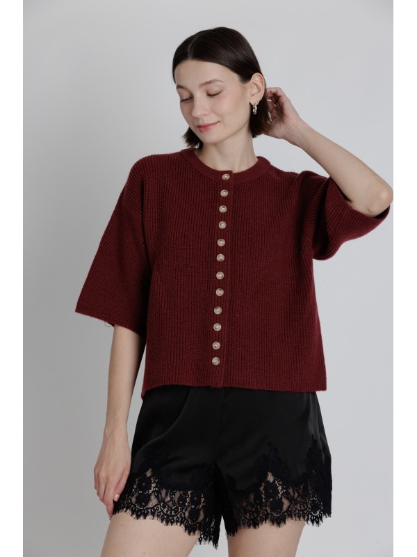 AKO2631<br/>S/S KNIT CARDIGAN