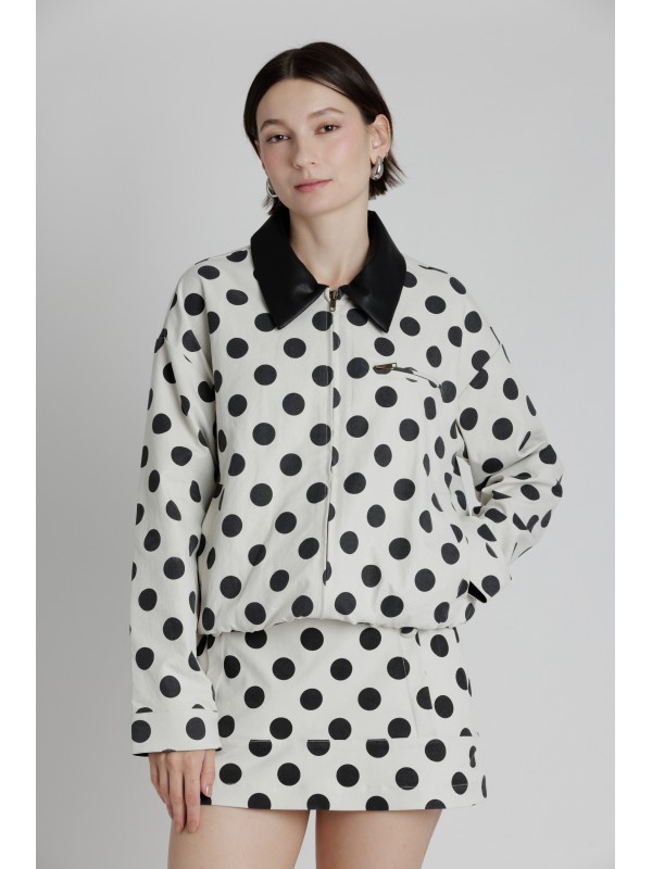 AO2602<br/>POLKA DOT TWILL CONTRAST JACKET