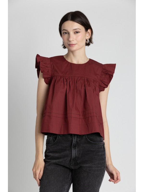 AT2632<br/>FLUTTER SLV PINTUCK TOP